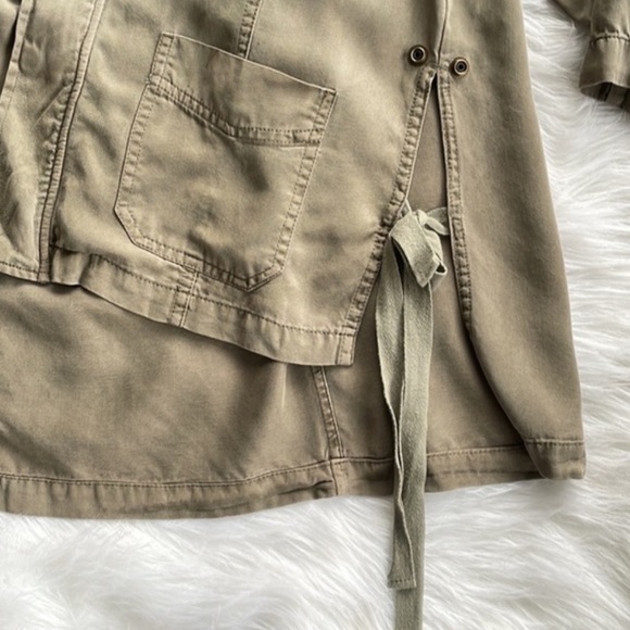 Pam & Gela Jacket Coat Utility Cargo Green Tie Detail Zip Preppy Casual Sz Small - Picture 5 of 10